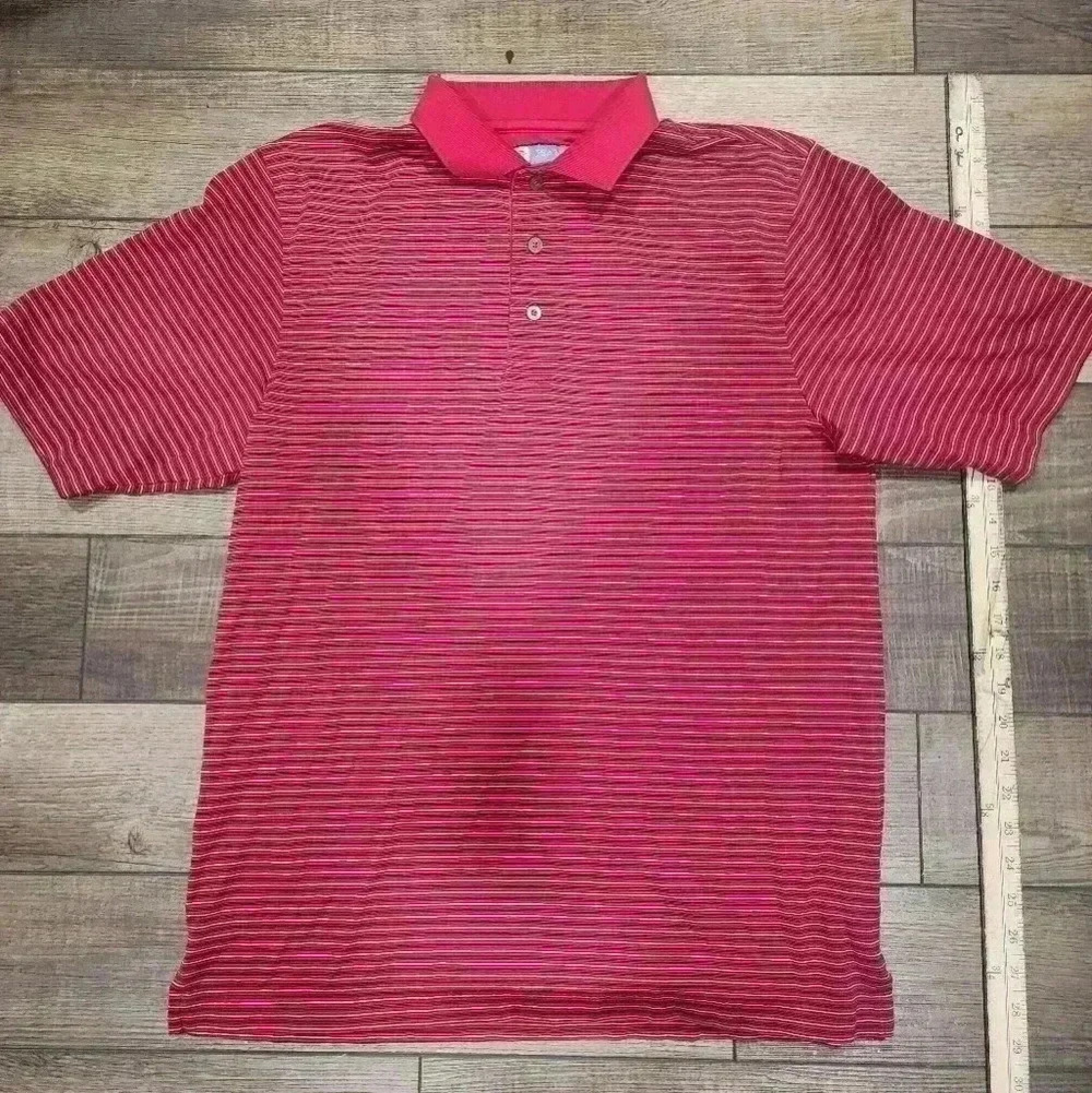 Jos A Bank Golf Polo Mens Small Red Striped Short Sleeve Leadbetter Athletic Top